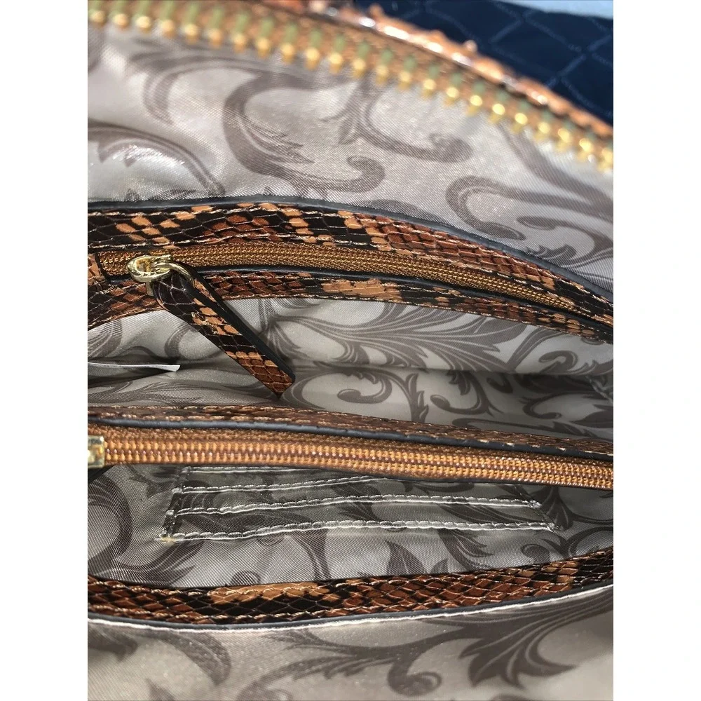 Tignanello Capri Faux Python Cognac Crossbody Leather Bag- NWT Dust‎ Cover
